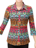 Casual Three Quarter Sleeves Lapel Printed Shirts For Women