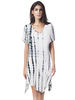 Casual Tie-dyed Irregular Short Sleeve V-neck Mini Dress For Women