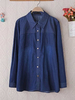 Casual Turn-Down Collar Polka Dot Denim Shirt For Women
