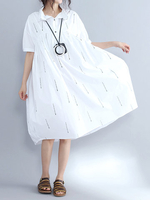 Casual Turn-Down Collar Striped Dresses