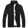 Casual Twist Pattern Solid Color Knitted Sweater Stand Collar Long Sleeve Coats For Men