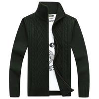 Casual Twist Pattern Solid Color Knitted Sweater Stand Collar Long Sleeve Coats For Men