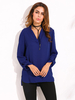 Casual V Neck Adjustable Sleeve Side Split Shirt For Women