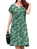 Casual V-neck Short Sleeves Floral Printed Patchwork Dresses