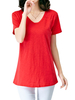 Casual V-neck Short Sleeves T-shirts For Women