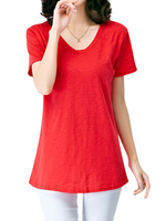 Casual V-neck Short Sleeves T-shirts For Women
