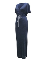 Casual V Neck Stretch Split Maxi Basic Women Pencil Dress