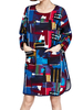 Casual Watercolor Printed Long Sleeve Pocket Mini Dress For Women