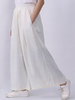 Casual White Elastic Waist Wide Leg Pants For Women