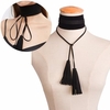 Casual Wide Velvet Collar Handmade Tassel Necklace