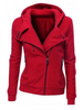 Casual Women 11 Colors Hooded Zipper Pure Color Sweatshirts