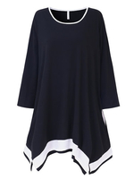 Casual Women 3/4 Sleeve Hem Irregular Pockets Tops