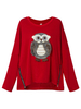 Casual Women Animal Owl Printed Pullover Zipper Loose Sweatshirt