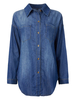 Casual Women Back Zipper Button Denim Blouse