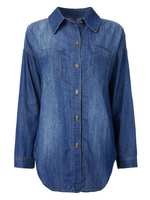 Casual Women Back Zipper Button Denim Blouse
