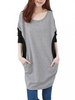 Casual Women Batwing Sleeve Loose Patchwork Mini Dress