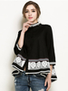 Casual Women Bead Embroidery Crochet Patchwork Shirt Blouse