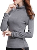 Casual Women Bodycon Solid Turtleneck Long Sleeve Bottoming Tops