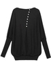 Casual Women Button Loose Bat Long Sleeve O-Neck Tops