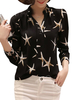 Casual Women Button Starfish Printed Chiffon OL Shirt Blouse