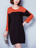 Casual Women Color Block Patchwork Long Sleeve Mini Dress