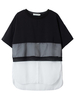 Casual Women Color Contrast Chiffon Patchwork Split Hem T-shirt