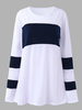 Casual Women Color Contrast O-Neck Pullover T-Shirt