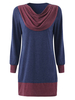 Casual Women Color Contrast Patchwork Heap Collar Blouse