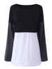 Casual Women Color Contrast Patchwork O-Neck Pullover Blouse
