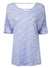 Casual Women Color Stripe Backless Short Sleeve T-shirt
