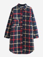 Casual Women Cotton Long Sleeve Plaid Coat