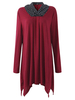 Casual Women Dot Cowl Collar Pleated Asymmetric Blouse