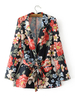 Casual Women Drawstring Turn-down Collar Print Coats