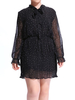 Casual Women Elastic Waist Dot Chiffon Bowknot Collar Dress