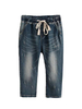 Casual Women Elastic Waist Drawstring Pockets Denim Capri Pants