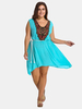 Casual Women Embroidery Patchwork High Low Dress With Belt