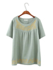 Casual Women Embroidery Short Sleeve O-Neck T-Shirt