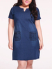 Casual Women Embroidery Short Sleeve V-Neck Denim Dress