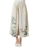 Casual Women Flower Ink Printing Elastic Waist Wide Leg Pants