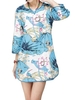Casual Women Flower Printing Side Split Cotton Linen T-shirt
