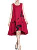 Casual Women Ink Printed Sleeveless High Low Dress