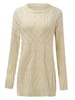 Casual Women Jacquard Knit Pure Color O Neck Pullover Sweater