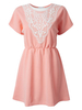 Casual Women Lace Crochet Patchwork Elastic Waist A-line Dress