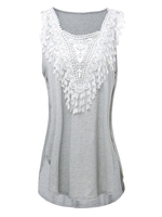 Casual Women Lace Patchwork Sleeveless High Low Vest