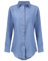Casual Women Lapel Pocket Button Denim Shirt Blouse