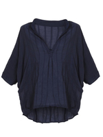 Casual Women Lapel Pure Color Jacquard High Low Blouse