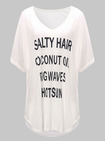 Casual Women Letters Printed V-Neck High Low Beach Mini Dress