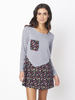 Casual Women Long Sleeve Floral Printed Fake Two Pieces Patchwork Dresses