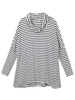 Casual Women Long Sleeve High Collar Stripe Batwing Shirts