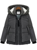 Casual Women Long Sleeve Knit Patchwork Hooded Coat